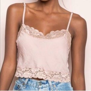 Pink lace crop top